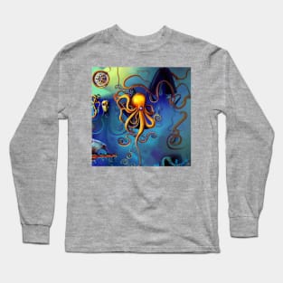 Steampunk fantasy octopus, AI art Long Sleeve T-Shirt